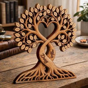 Custom Couple Tree Wooden Block,Heart Tree Of Life Anniversary Wedding Decor
