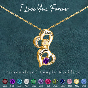 Together Forever - Personalized Couple Birthstone Necklace