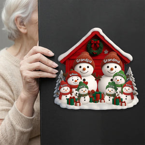 Nana House Christmas, Snowman Family - Personalized Decal