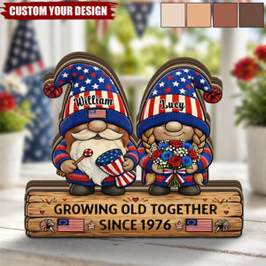 Growing Old Together - Personalized Couple Wooden Plaque, Gift For Parents Home