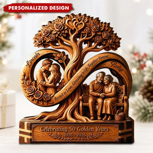 Personalized Infinity Tree Wooden Plaque, Custom 50th Wedding Anniversary, Gift for Couple
