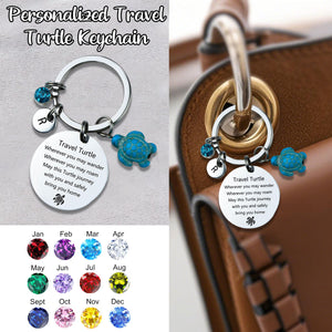 Personalized Keychain, Travel Sea Turtle Keyring, Journey Good Luck Charm