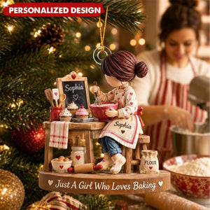 Personalized Baking Christmas Ornament, Custom Name Baker Gift