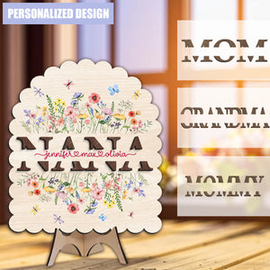 Personalized Grandma's Garden 2-Layered Wooden Frame With Stand
