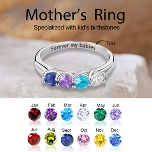 Specialized With Kid's Birthstones-Personalized Mother's Ring