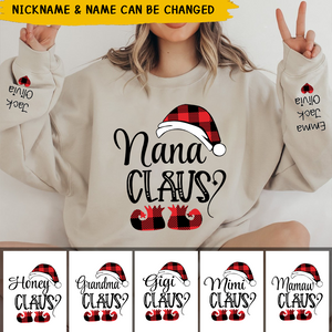 Personalized Nana Claus Christmas And Grandkids Sweatshirt