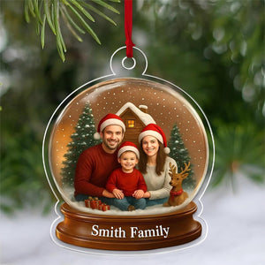 Custom Photo Snow Globe Ornament, Family Christmas Keepsake