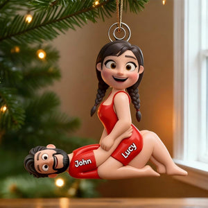 Naughty Couple Acrylic Ornament, Personalized Playful Cartoon Design For Sexy Romantic Gift