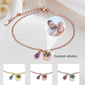Custom Birthstone Photo Projection Memorial Bracelet