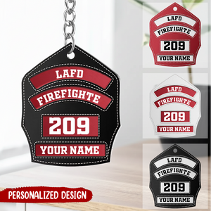 Personalized Firefighter Helmet Shield Custom Acrylic Keychain