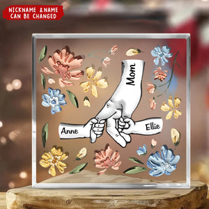 Hand In Hand, I Will Always Protect You - Gift For Mom, Grandma - Personalized Square Shaped Acrylic Plaque