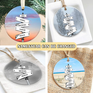 Personalized Landscape Road Sign Name Tag Ornament- A Gift For Your Family
