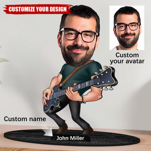 Upload Photo - Personalized Cartooned Guitarist Acrylic Plaque