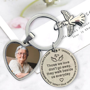 Those We Love Don't Go Away - Personalized Photo Memorial Keychain