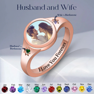 I Love You Forever - Personalized Upload Photo & Birthstone Ring