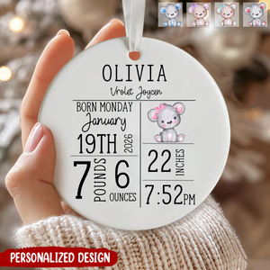 Personalized Baby Birth Stats Ceramic Ornament