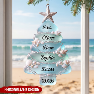 Personalized Sea Glass Family Tree Ornament, 2026 Christmas Tree Decor