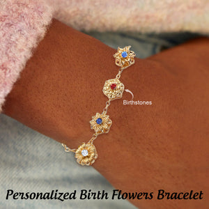 Personalized Fidget Spinner Spinning Birthday Flower Bracelet, Gift For Mom Grandma