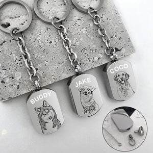 Personalized Paw Print Urn Keychain, Pet Keepsake Gift