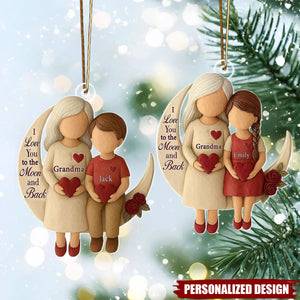 Personalized Grandma Grandchild Ornament, I Love You to the Moon and Back Acrylic Ornament