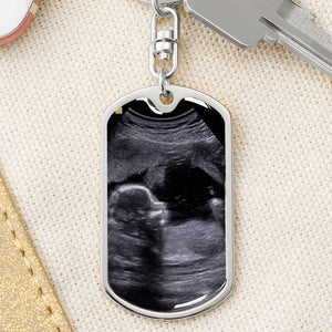 Daddy To Be Keepsake Gift From Baby Bump - Personalized Stainless Steel Keychain