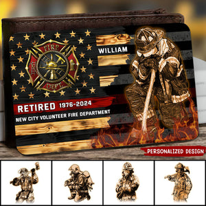 Half Thin Red Line Bunker Gear - Personalized Firefighter Aluminum Wallet Card