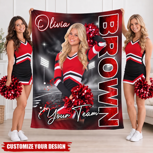 Custom Cheerleading Team Blanket, Competitive Spirit Senior Cheer Gifts