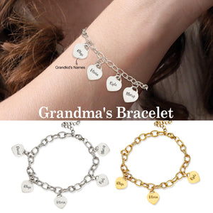 Custom Bracelet with Multiple Names Heart Bracelet