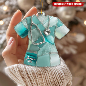 Sea Glass Nurse Scrub - Personalized Nurse Ornament
