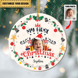 Baby's First Christmas Personalized Photo Ornament