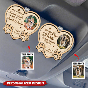 You Left Paw Prints On Our Hearts Forever, Personalized Car Visor Clip