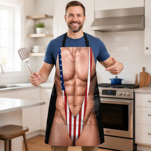 Custom Funny Patriotic Apron With Pocket - Personalized Birthday Gifts For Husband