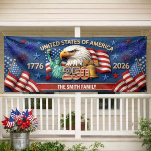 Personalized America 250th Anniversary Family Name Polyester Outdoor Banner