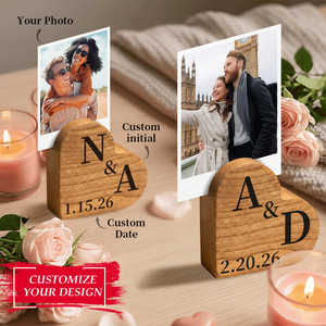 Personalized Wooden Heart Photo Holder