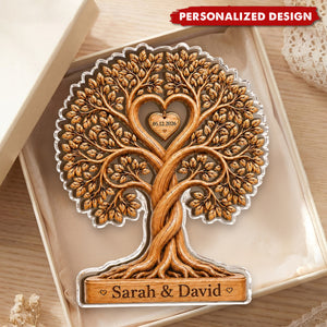 Personalized Couple Heart Tree Acrylic Block – Custom Couple Gift