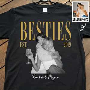 Personalized Classic Tee, Black & Gold Retro Photo for Close Friends, Unique Gift for Matching Outfits