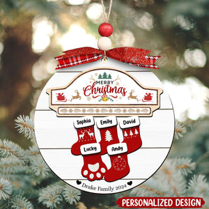 Personalized Customized Wooden Christmas Socking Ornament
