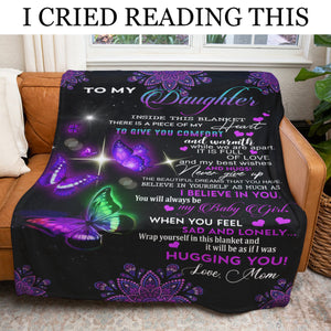 Gift For Daughter Blanket, From Mom To My Daughter Butterfly Purple Blanket