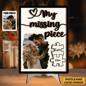 Gift For Couple My Missing Piece 2 Layered Separate Wooden Plaque