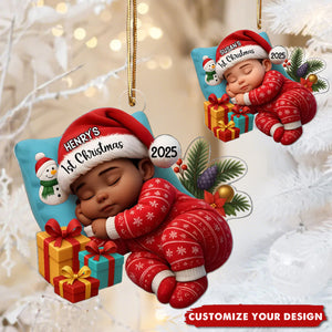 Sleeping Baby in Christmas Cheer Personalized Acrylic Ornament, Baby Gift from Grandparents