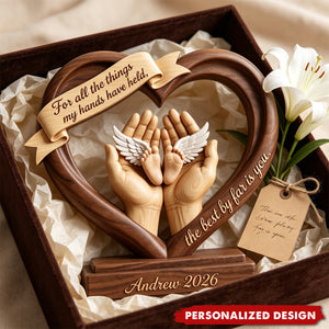 Personalized Baby Feet Angel Wings Memorial Heart Acrylic Plaque