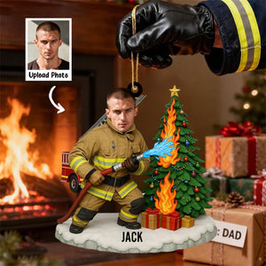 Personalized Photo Firefighter Christmas Ornament