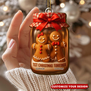 1st Christmas Together Gingerbread Cookies Personalized Couple Acrylic Ornament