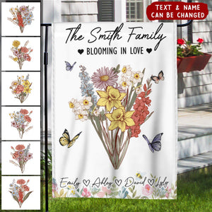 Nana's Garden Custom Flower Bouquet Personalized Garden Flag