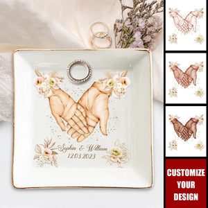Hand In Hand - Personalized Couple Couple Jewelry Dish