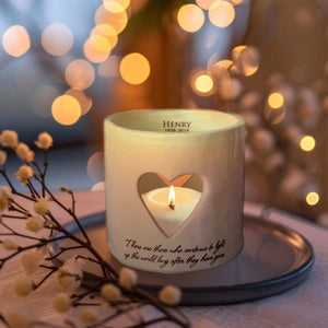 Personalized Memorial Heart Candle Holder With Name Date
