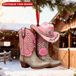 Custom Cowgirl Boots Ornament, Cowgirl Christmas Ornament
