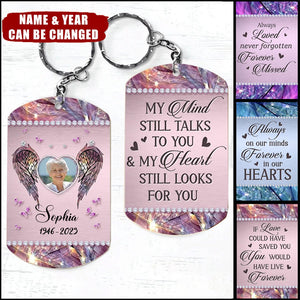 Personalized Always On Our Minds Forever In Our Hearts Custom Photo Keychain