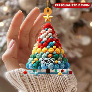 Personalized Knitting Christmas Ornament, Knitting Tree Hanging Decor