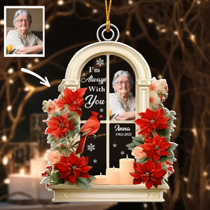 I'm Always With You-Personalized Cardinal and Photo Memorial Ornament